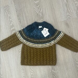 Zara Blue and Brown Cable Knit Sweater